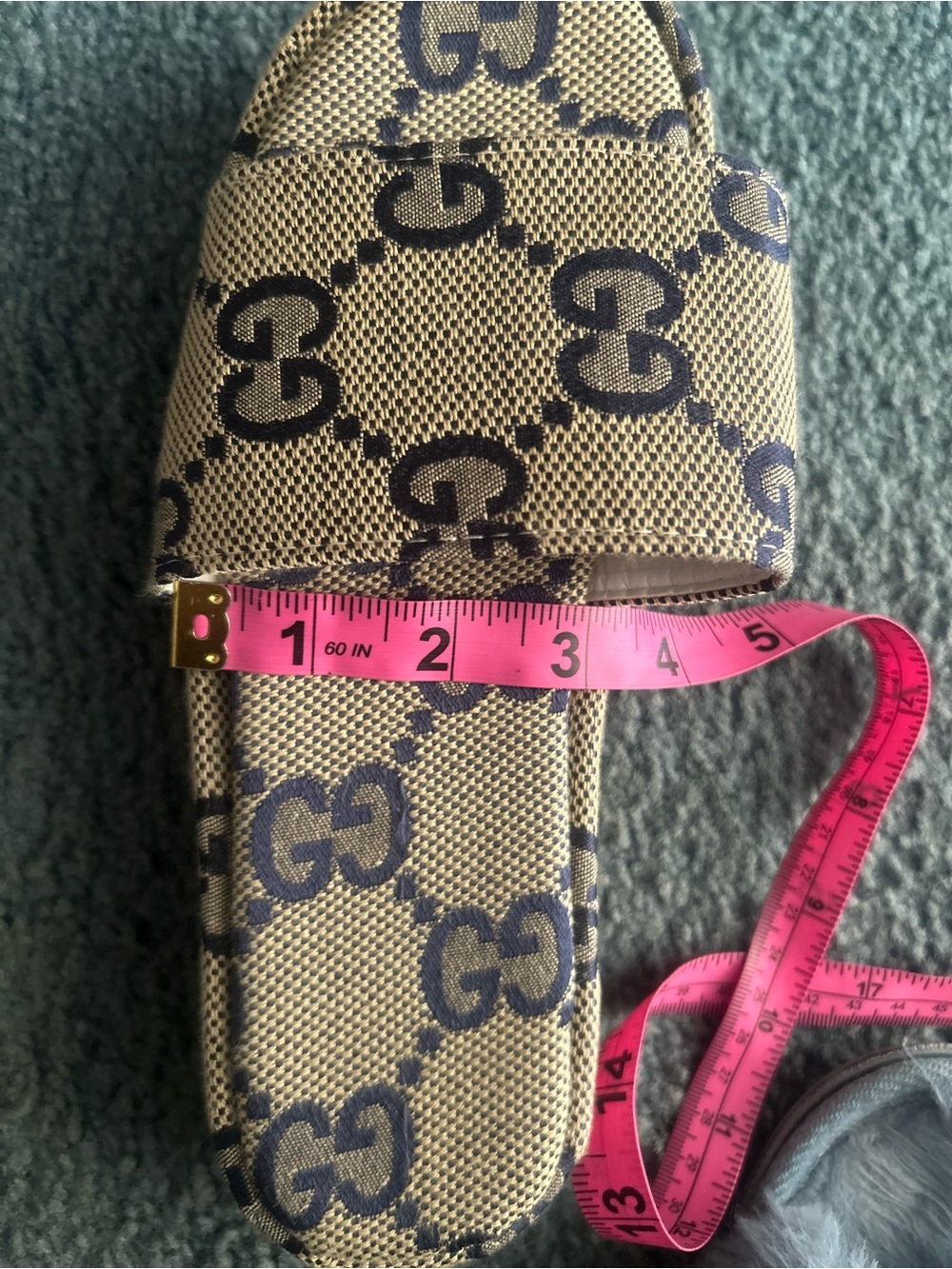 Beige and Navy G Slide Sandals - Picture 6 of 11